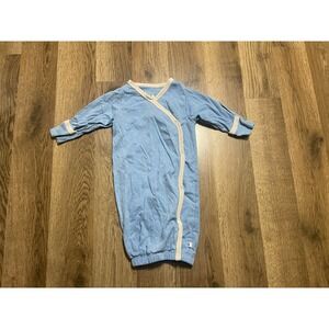 Babysoy Nightgown, Baby Infant Size 0-3 Months, Blue, Button Up, Long Sleeve